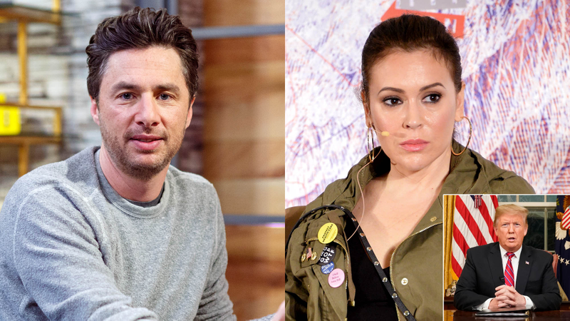 Illustration for article titled Zach Braff, Alyssa Milano Call Out Trump For Far More Effectively Pivoting To Politics To Save Floundering Career